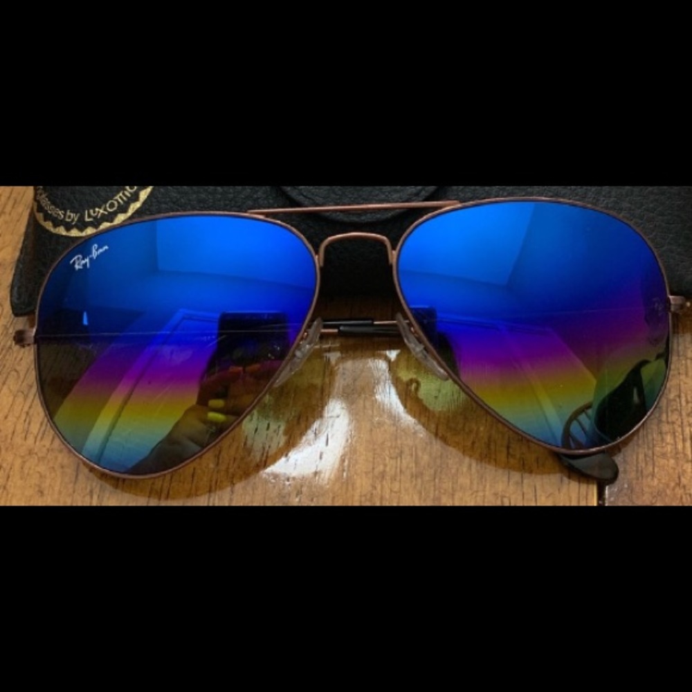RAY-BAN 🌈 AVIATOR RAINBOW METAL MIRROR SUNGLASSES - Picture 6 of 8